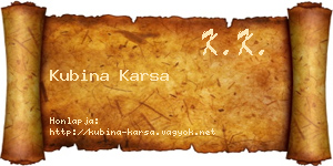 Kubina Karsa névjegykártya